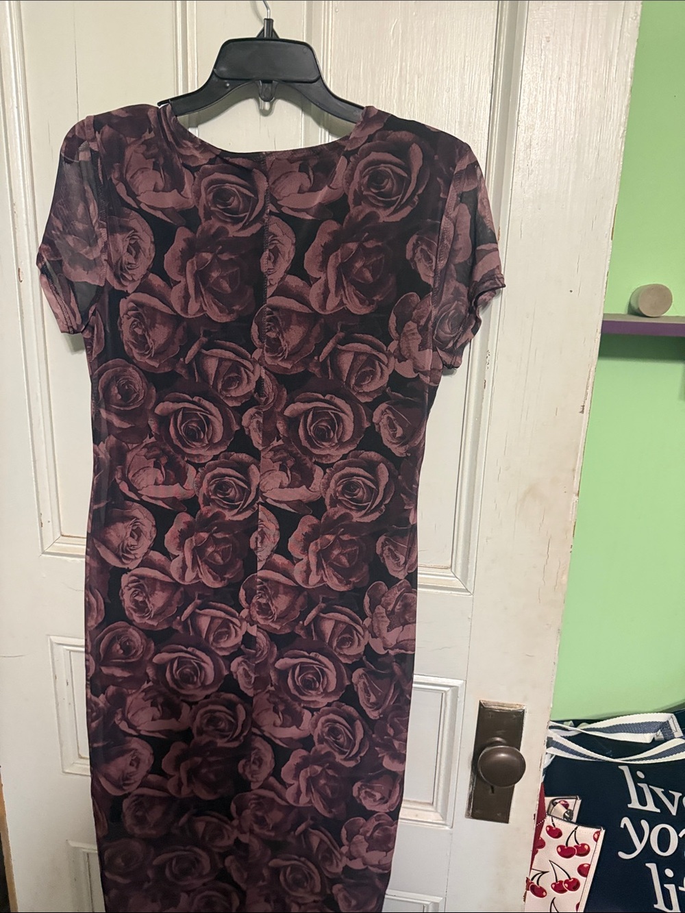 No Boundaries Plum Rose Print Midi Dress - Picture 3 of 3